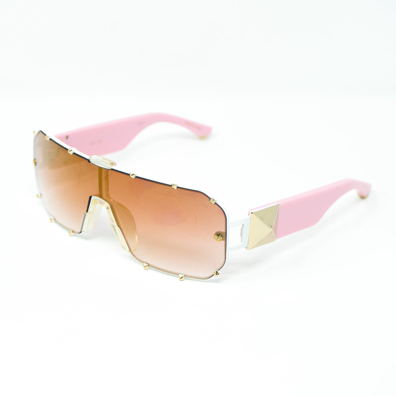 Giles Deacon Sunglasses Shield Pink/White Gold With Category 3 Gold Mirror Graduated Lenses 9GILES1C5PINK - Watches & Crystals