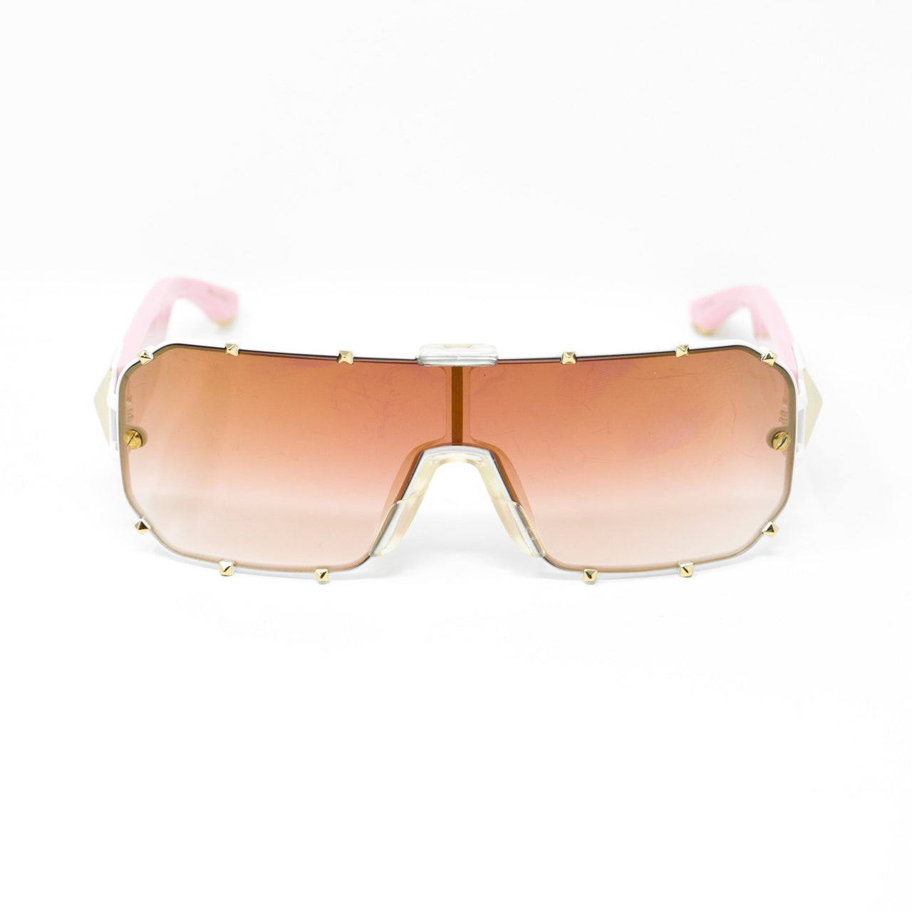 Giles Deacon Sunglasses Shield Pink/White Gold With Category 3 Gold Mirror Graduated Lenses 9GILES1C5PINK - Watches & Crystals