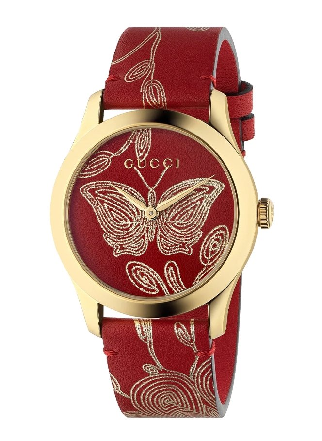 Gucci Watch G-Timeless Ladies 38mm Butterfly Red YA1264054 - Watches & Crystals