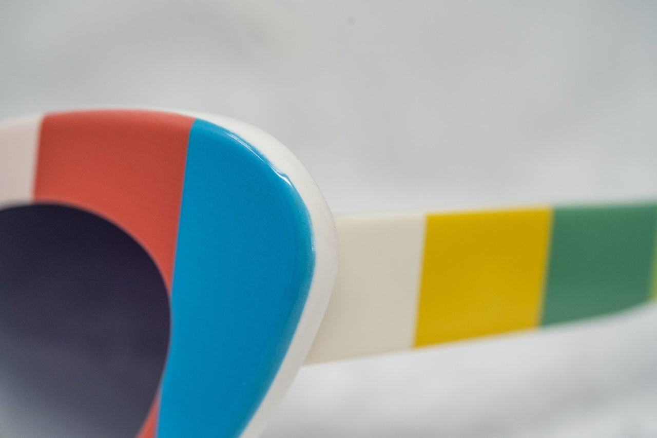 Jeremy Scott Sunglasses Cat Eye Multicoloured Bars With Grey Category 3 Graduated Lenses JSCATEYEC2SUN - Watches & Crystals