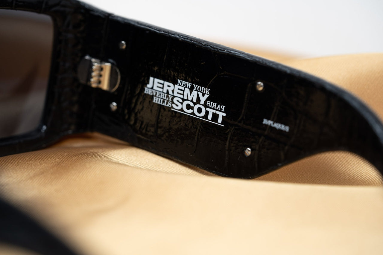Jeremy Scott Sunglasses Faux Crocodile Leather Plaque Special Edition Black CAT3 JSPLAQUEC2SUN - Watches & Crystals