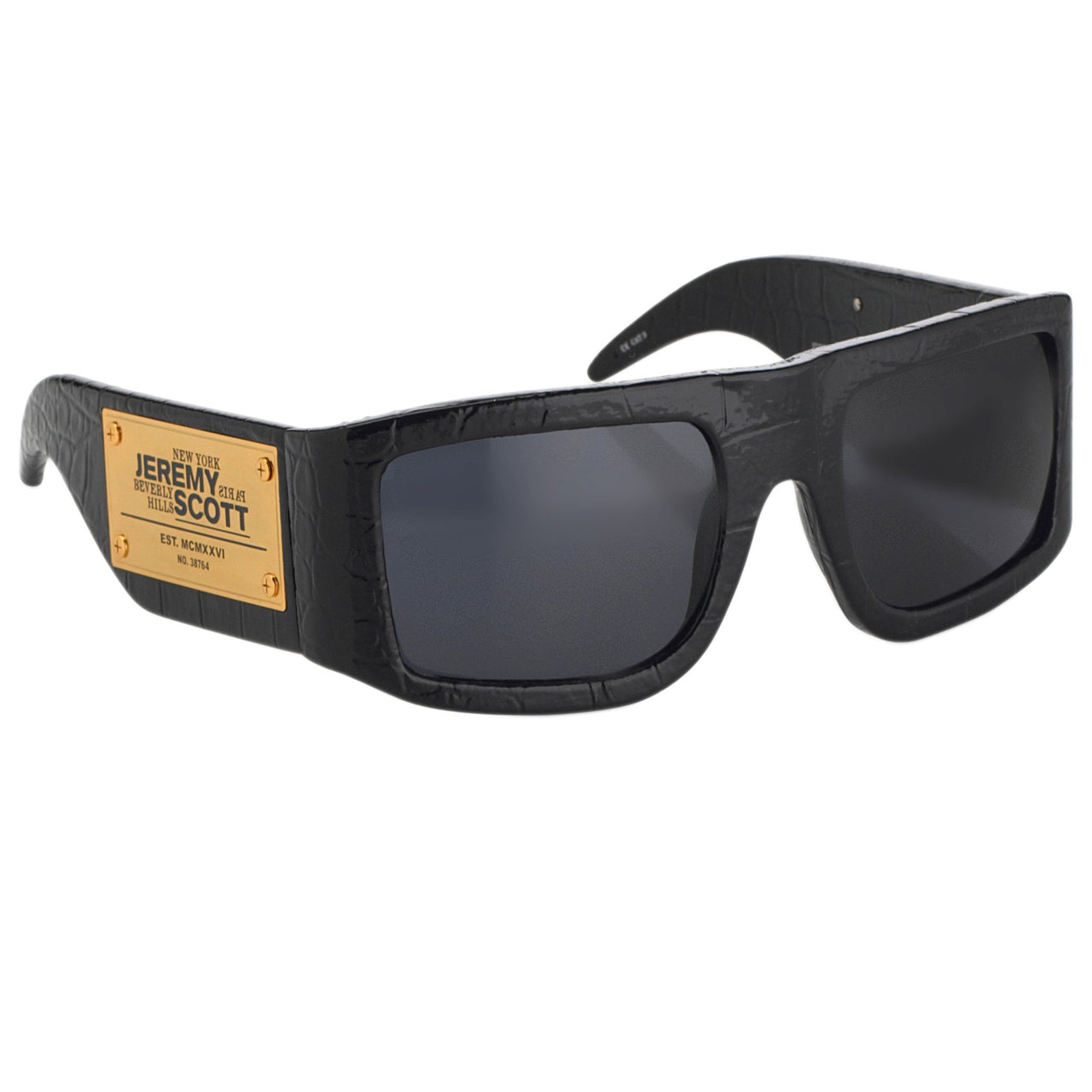 Jeremy Scott Sunglasses Faux Crocodile Leather Plaque Special Edition Black CAT3 JSPLAQUEC2SUN - Watches & Crystals