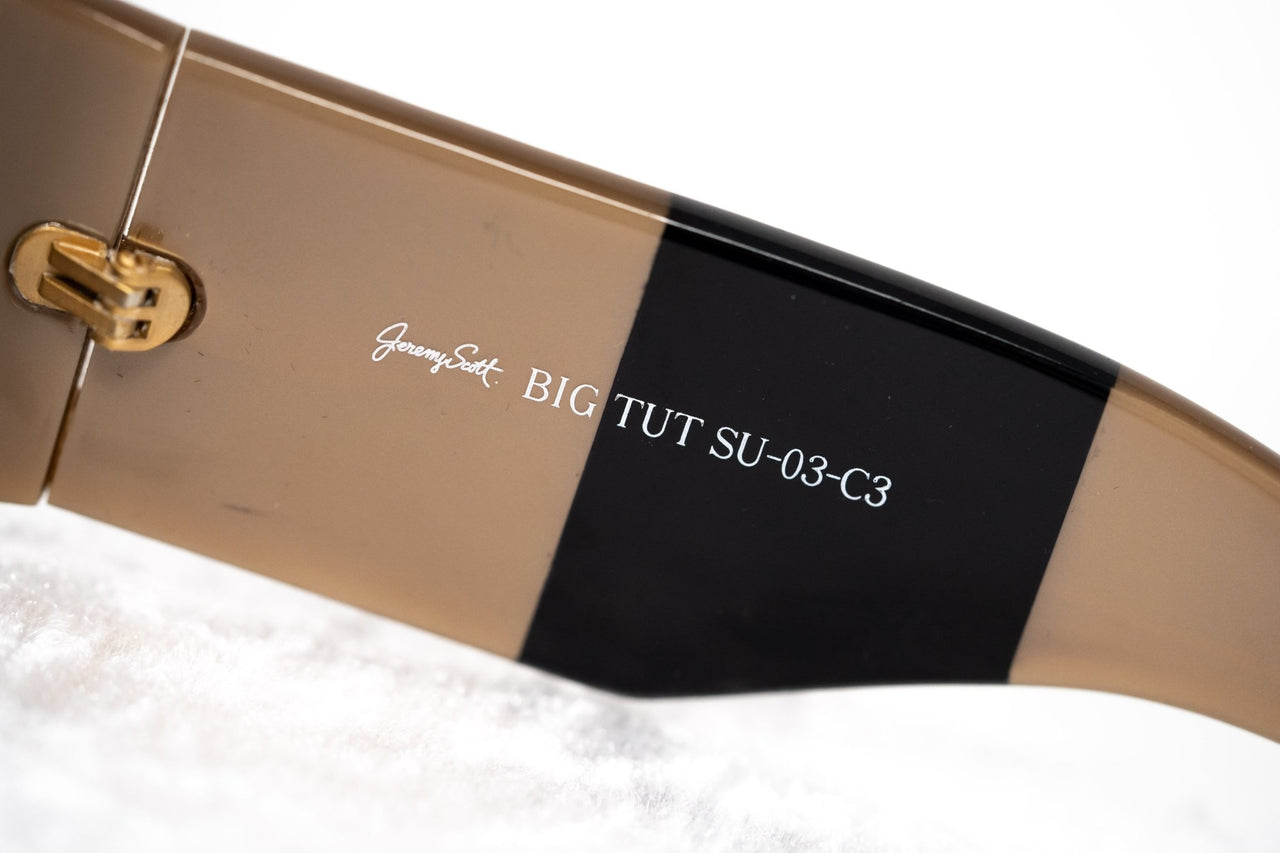 Jeremy Scott Sunglasses Rectangular Big Tut Brown & Black with Grey CAT3 Lenses 6JSBIGTUTGOLDBLACK - Watches & Crystals