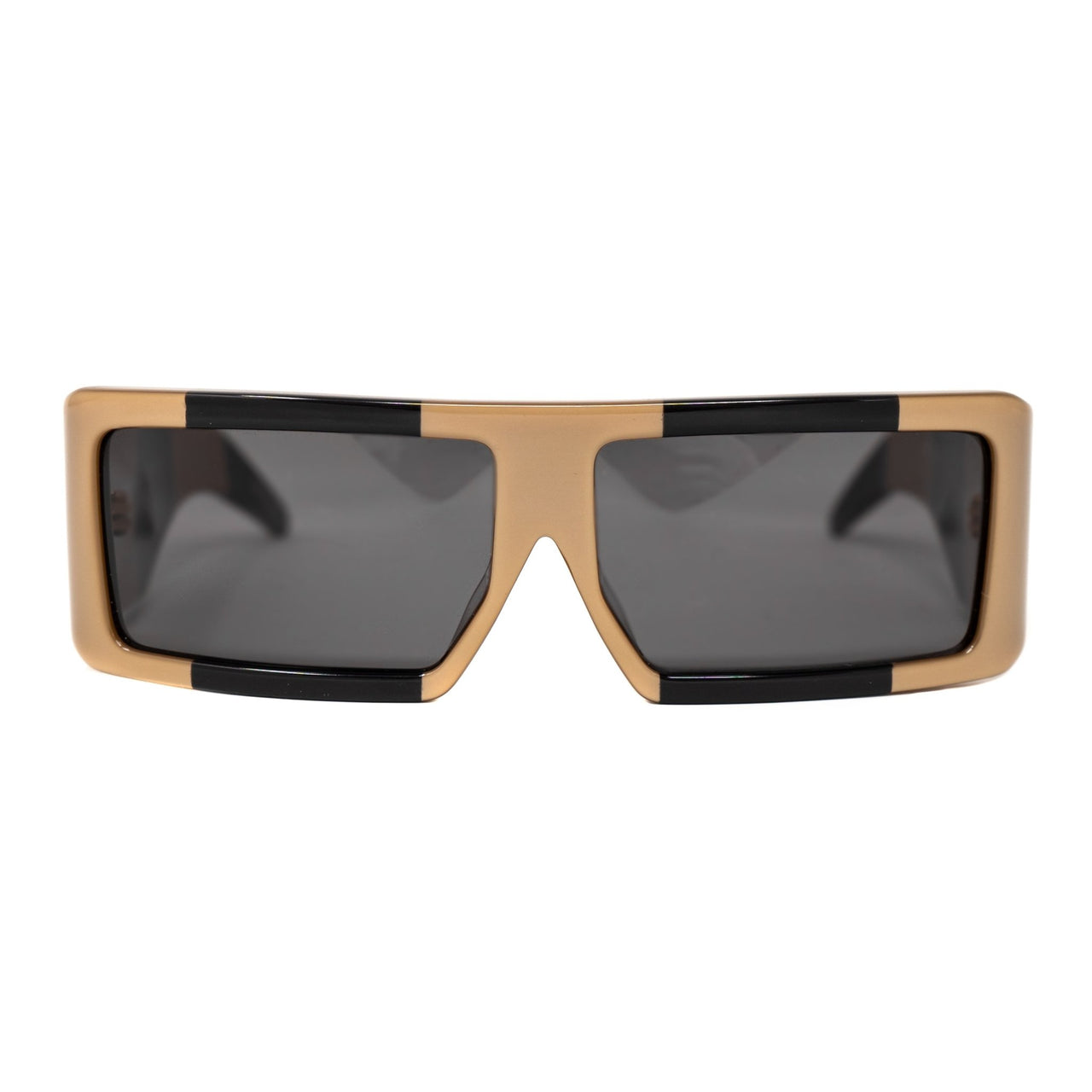 Jeremy Scott Sunglasses Rectangular Big Tut Brown & Black with Grey CAT3 Lenses 6JSBIGTUTGOLDBLACK - Watches & Crystals