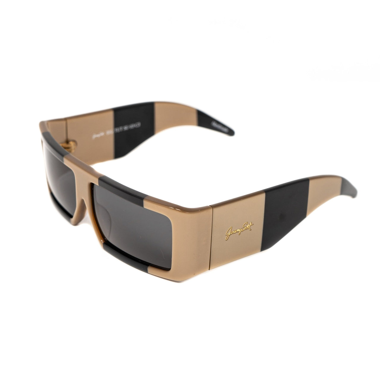 Jeremy Scott Sunglasses Rectangular Big Tut Brown & Black with Grey CAT3 Lenses 6JSBIGTUTGOLDBLACK - Watches & Crystals