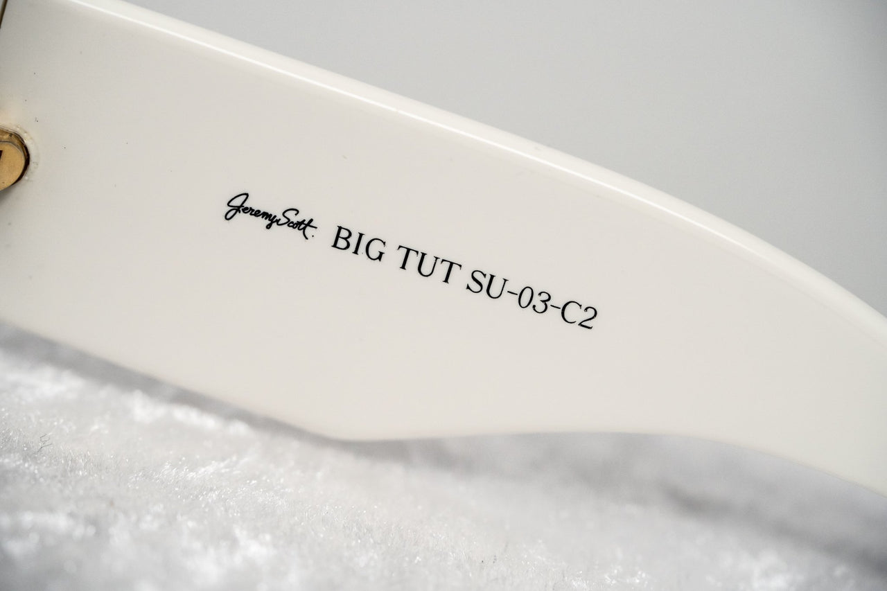 Jeremy Scott Sunglasses Rectangular Big Tut White with Grey CAT2 Lenses 6JSBIGTUTWHITE - Watches & Crystals