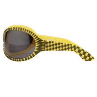 Thumbnail for Jeremy Scott Sunglasses Wrap Around Black Yellow Pattern With Grey Category 3 Lenses JSWRAPC4SUN - Watches & Crystals