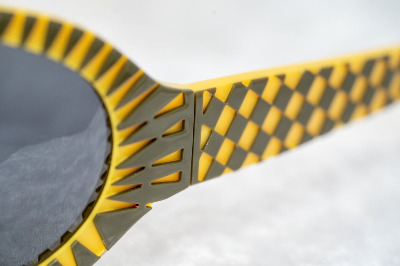 Jeremy Scott Sunglasses Wrap Around Black Yellow Pattern With Grey Category 3 Lenses JSWRAPC4SUN - Watches & Crystals