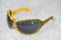 Thumbnail for Jeremy Scott Sunglasses Wrap Around Black Yellow Pattern With Grey Category 3 Lenses JSWRAPC4SUN - Watches & Crystals