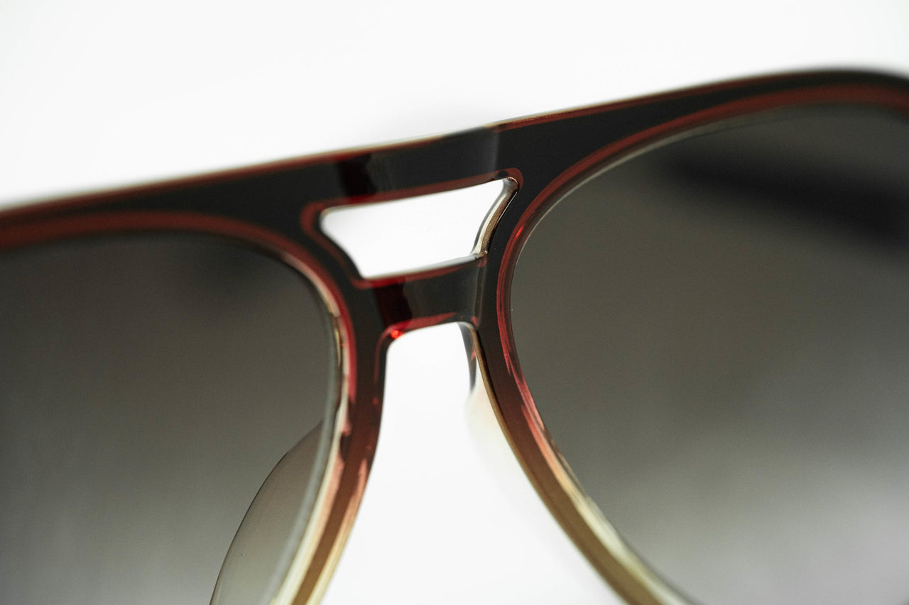 Kris Van Assche Sunglasses Burgundy Clear and Brown Graduated Lenses - KVA78C2SUN - Watches & Crystals