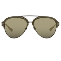 Thumbnail for Kris Van Assche Sunglasses Khaki Matte Grey and Gold Mirror Lenses Category 3 - KVA74C6SUN - Watches & Crystals