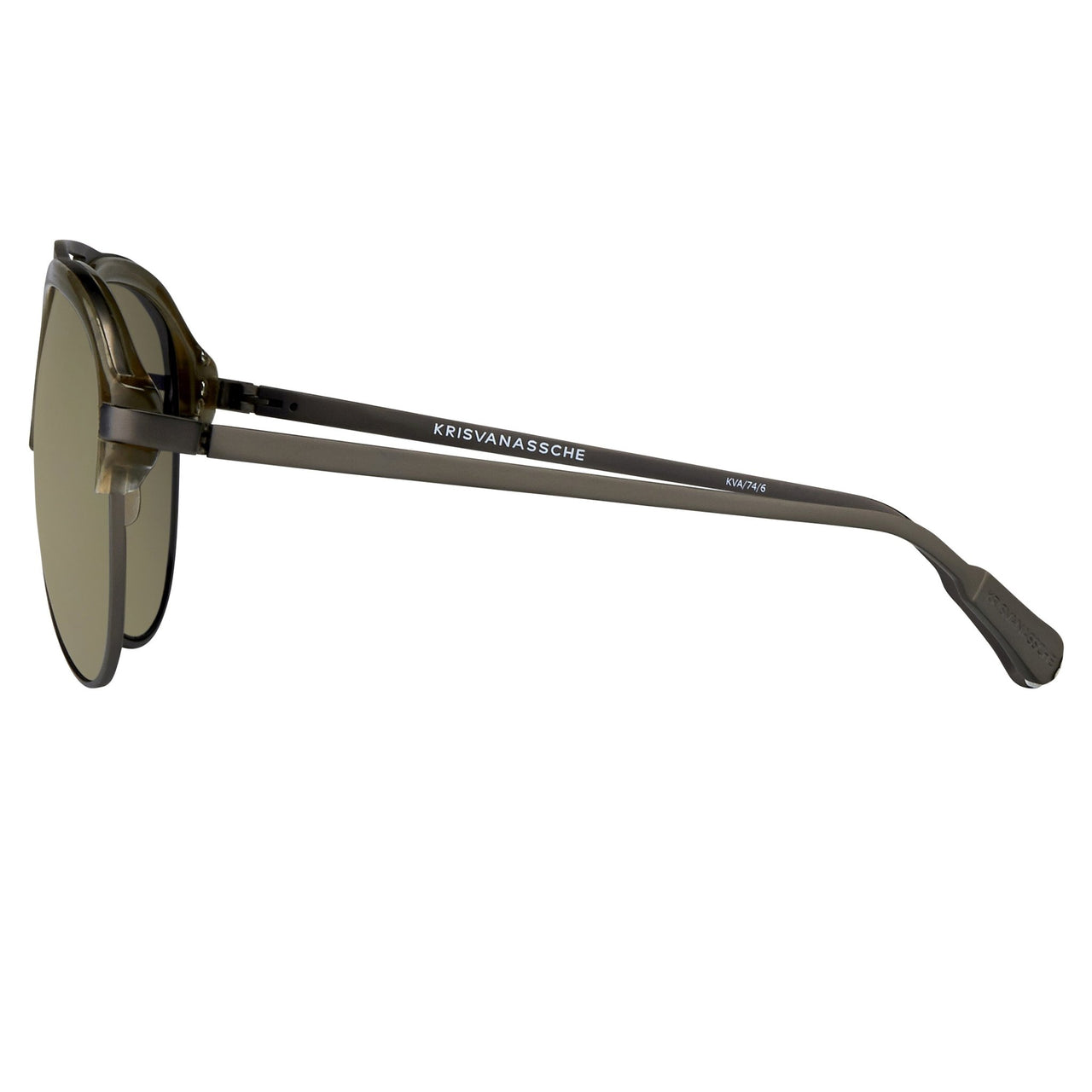 Kris Van Assche Sunglasses Khaki Matte Grey and Gold Mirror Lenses Category 3 - KVA74C6SUN - Watches & Crystals