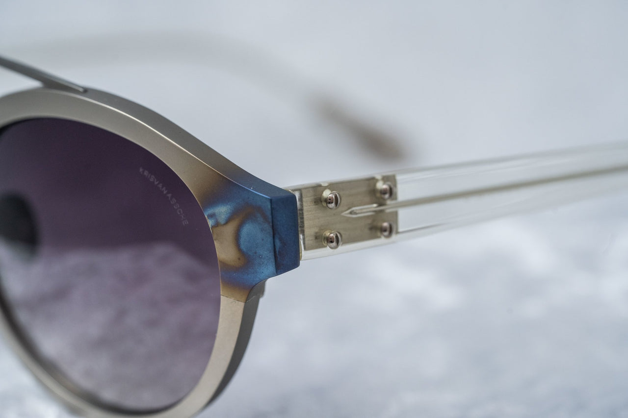 Kris Van Assche Sunglasses Oval Burnt Silver and Grey Graduated Lenses Category 3 - KVA4C5SUN - Watches & Crystals