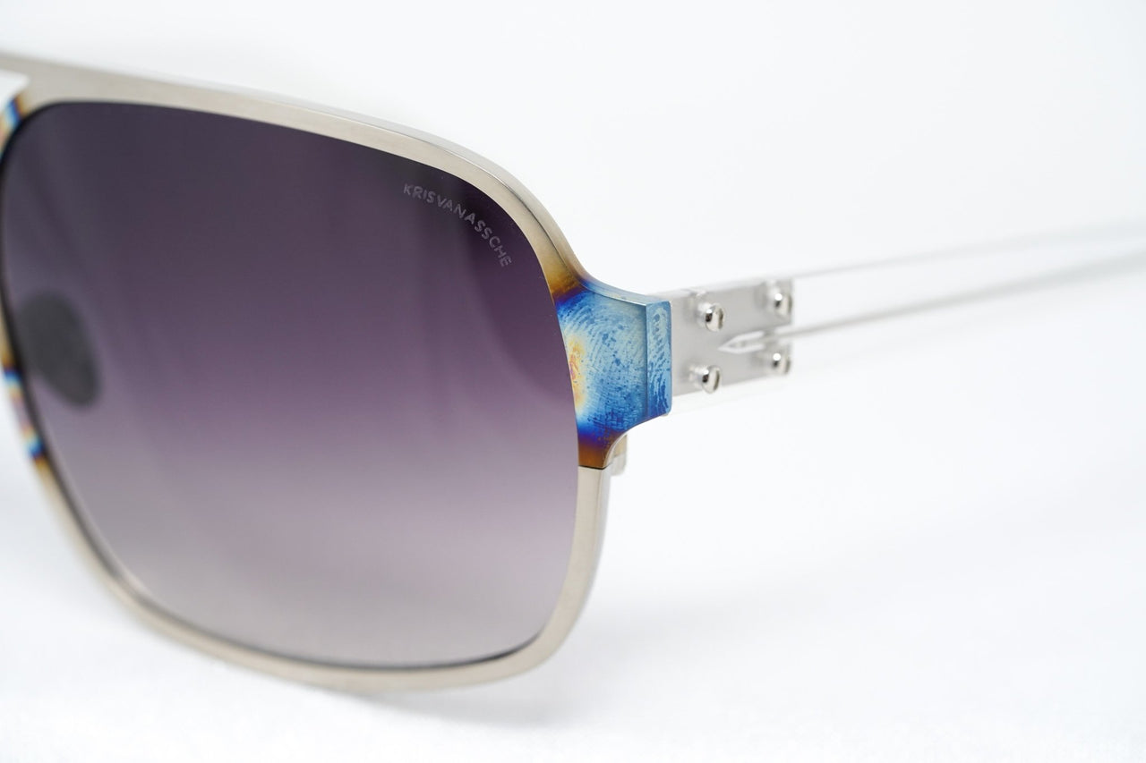 Kris Van Assche Sunglasses Rectangular Purple and Metalic SIlver - Watches & Crystals