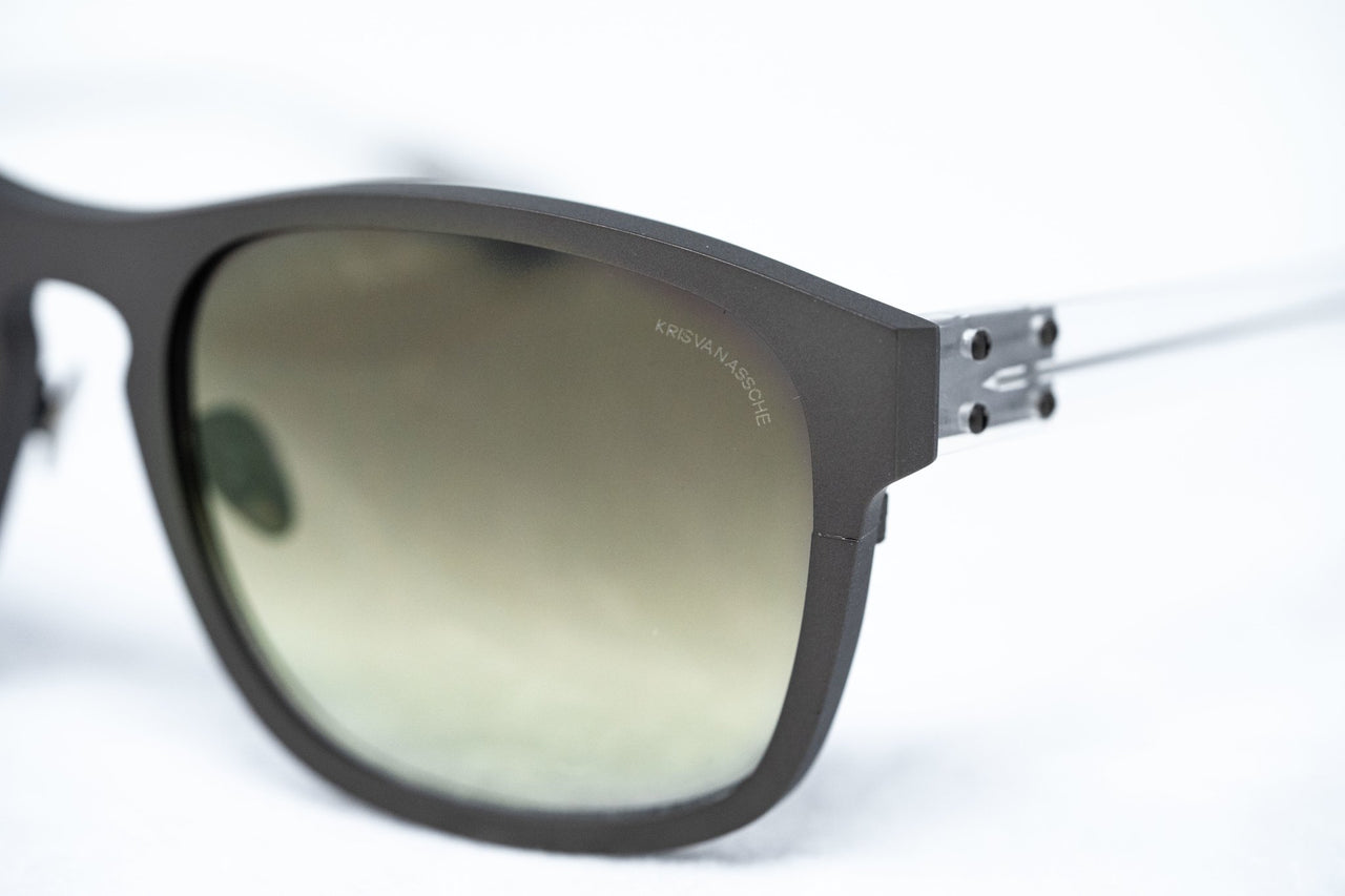 Kris Van Assche Sunglasses Titanium Unixes D-Frame Matte Dark Brown and Green Graduated Lenses - KVA3C3SUN - Watches & Crystals