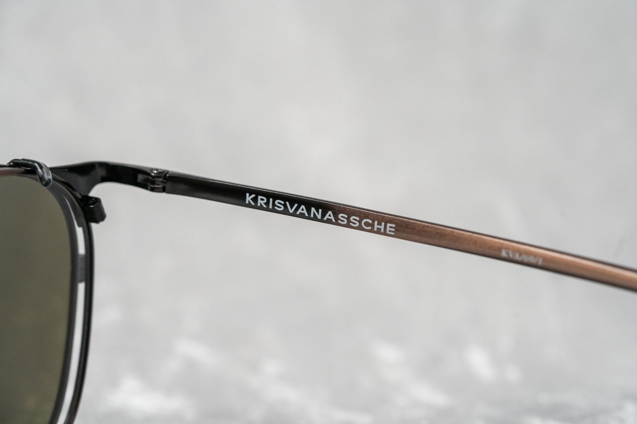 Kris Van Assche Sunglasses Unisex Oval Brushed Bronze Black Clip-On and Grey Lenses Category 3 - KVA69C1SUN - Watches & Crystals