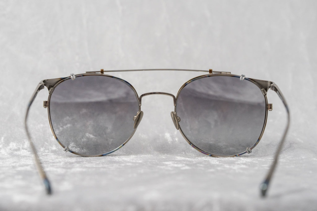 Kris Van Assche Sunglasses Unisex Oval Burnt Silver and Clip-on Grey Graduated Lenses Category 2 - KVA69C2SUN - Watches & Crystals