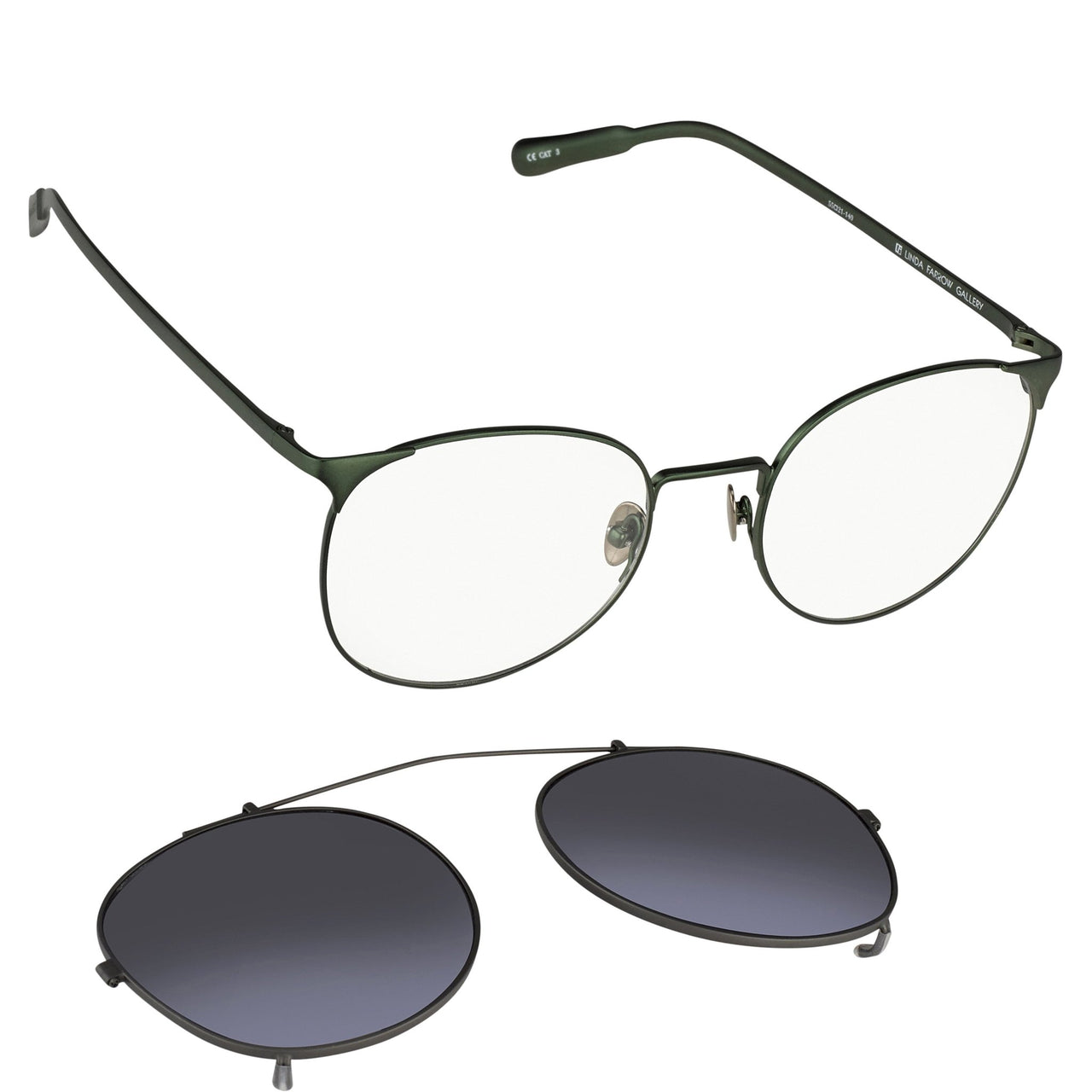 Kris Van Assche Sunglasses Unisex Oval Green and Flash Mirror Clip-On Lenses Category 3 - KVA69C6SUN - Watches & Crystals