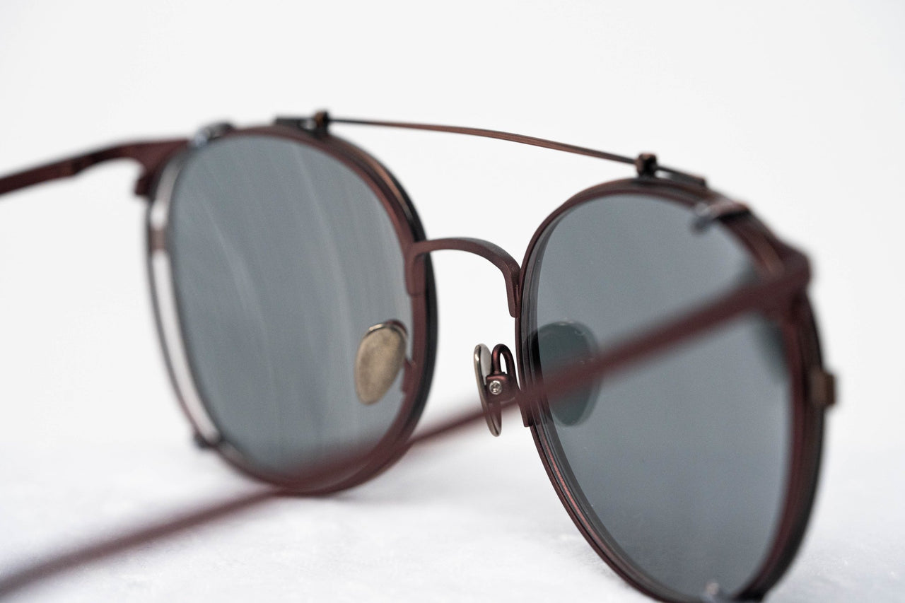 Kris Van Assche Sunglasses Unisex Oval Matte Burgundy Bronze Clip-On and Grey Lenses Category 3 - KVA69C5SUN - Watches & Crystals
