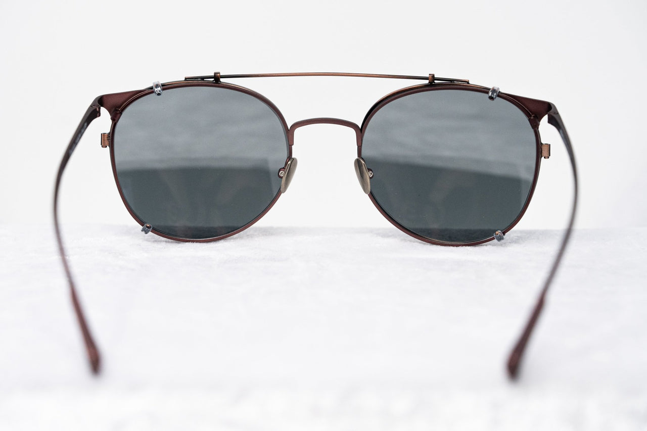Kris Van Assche Sunglasses Unisex Oval Matte Burgundy Bronze Clip-On and Grey Lenses Category 3 - KVA69C5SUN - Watches & Crystals