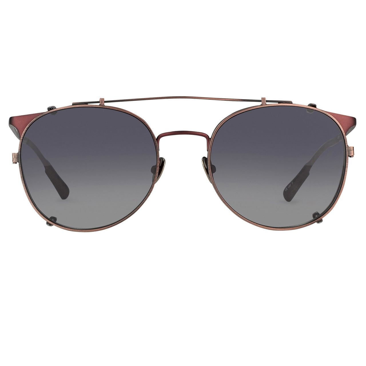 Kris Van Assche Sunglasses Unisex Oval Matte Burgundy Bronze Clip-On and Grey Lenses Category 3 - KVA69C5SUN - Watches & Crystals