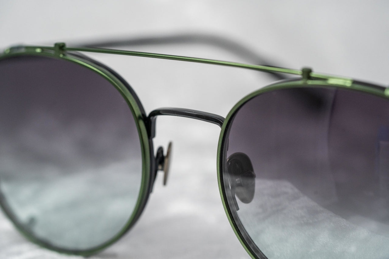 Kris Van Assche Sunglasses Unisex Oval Shiny Black Brushed Green Clip-On and Green Graduated Lenses - KVA69C4SUN - Watches & Crystals