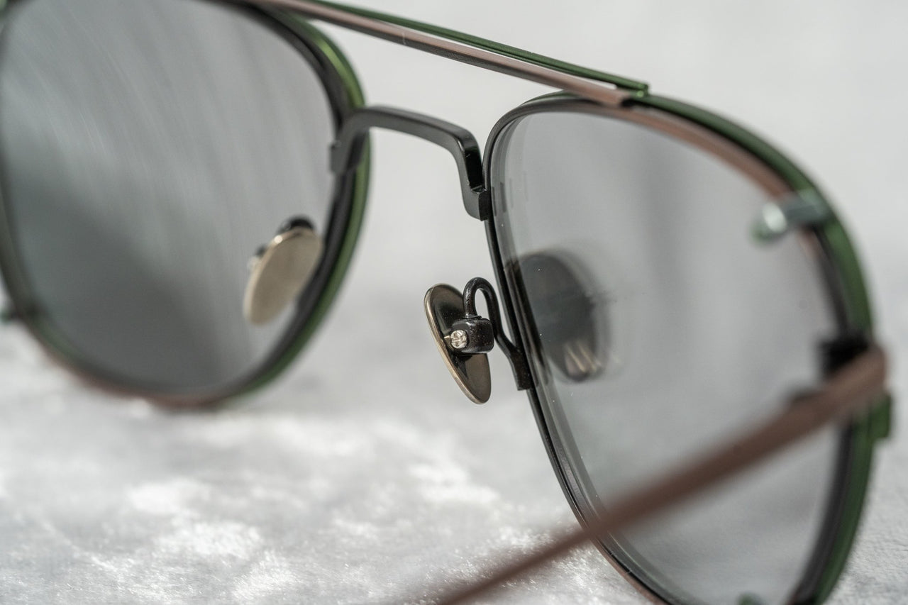 Kris Van Assche Sunglasses Unisex Rectangular Matte Bronze and Green Mirror Clip-On Lenses Category 3 - KVA92C6SUN - Watches & Crystals