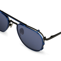 Thumbnail for Kris Van Assche Sunglasses Unisex Rectangular Titanium Matte Black Blue Clip-On with Blue Lenses - KVA92C4SUN - Watches & Crystals