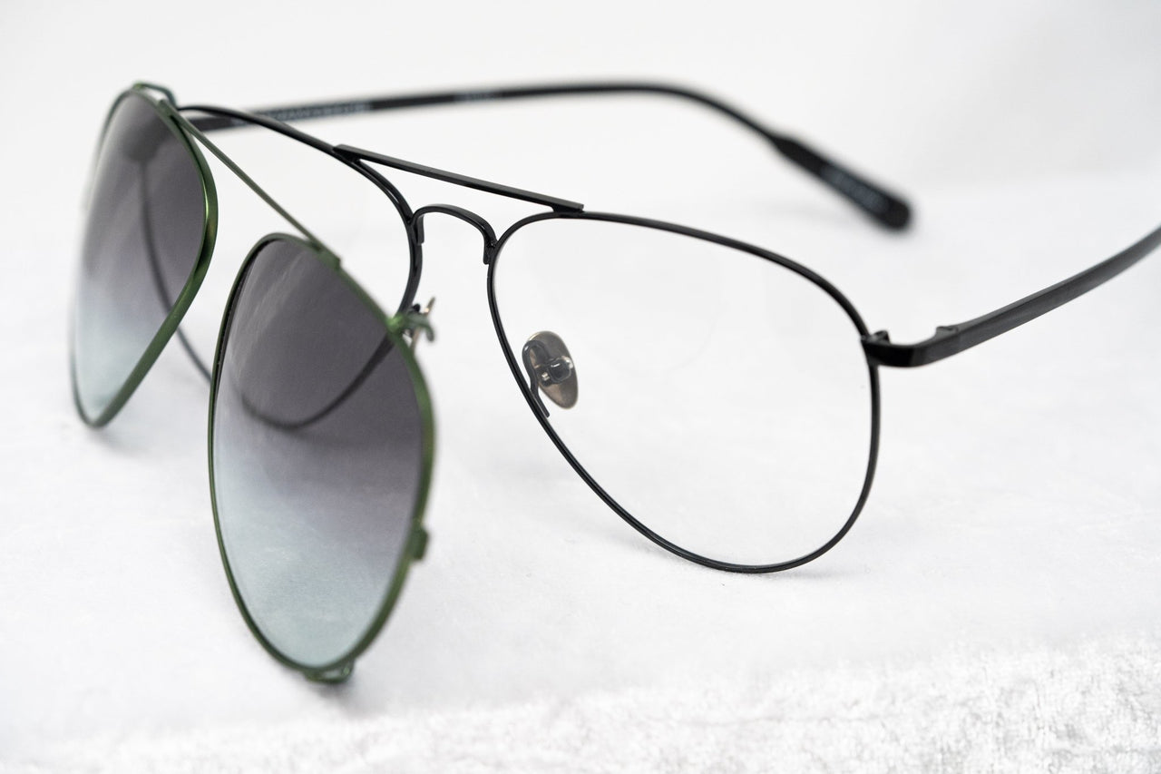 Kris Van Assche Sunglasses Unisex Titanium Black Green Clip On and Grey Graduated Lenses - KVA81C4SUN - Watches & Crystals