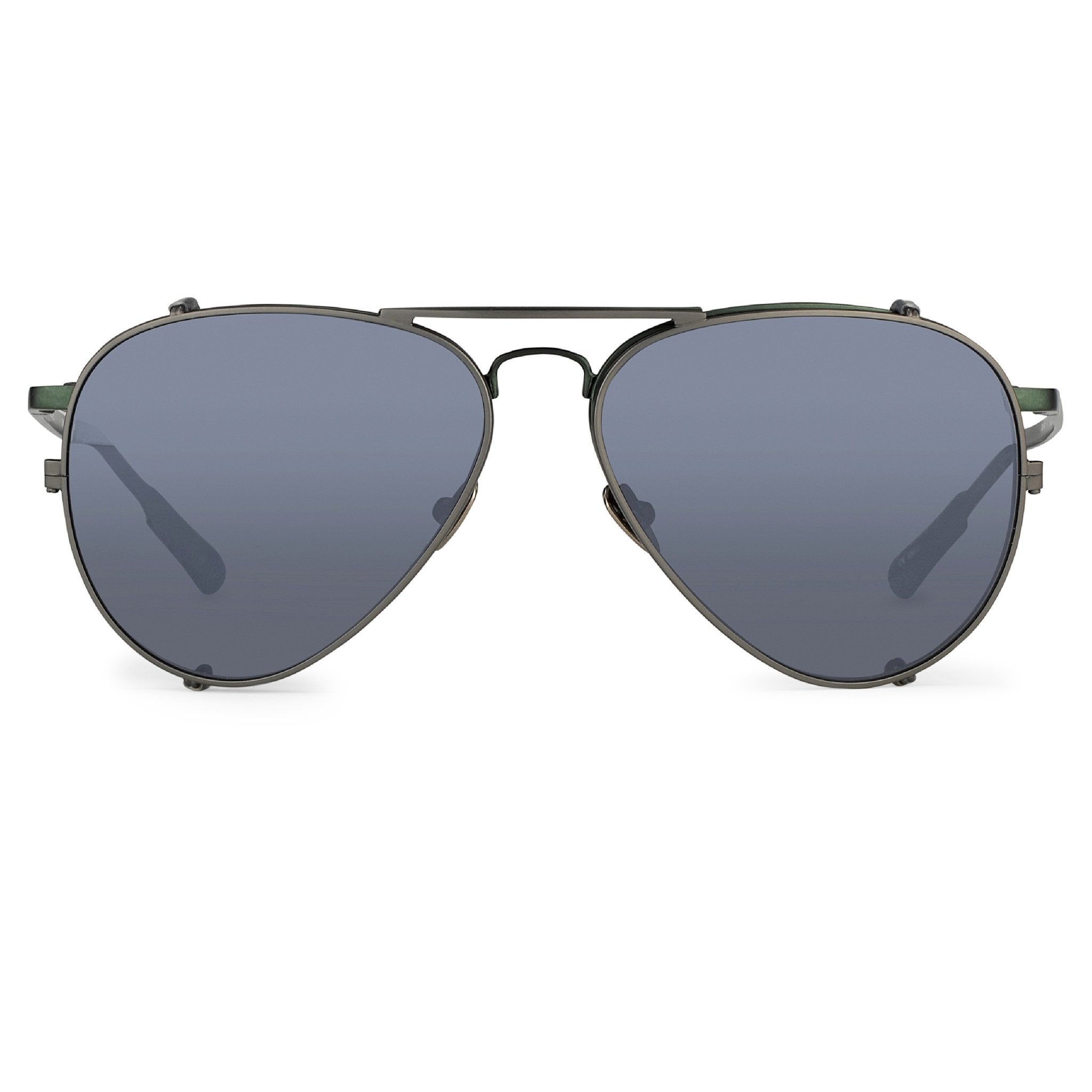 Kris Van Assche Sunglasses Unisex Titanium Green Grey Clip-On and Grey Flash Mirror Lenses Category 3 - KVA81C6SUN - Watches & Crystals