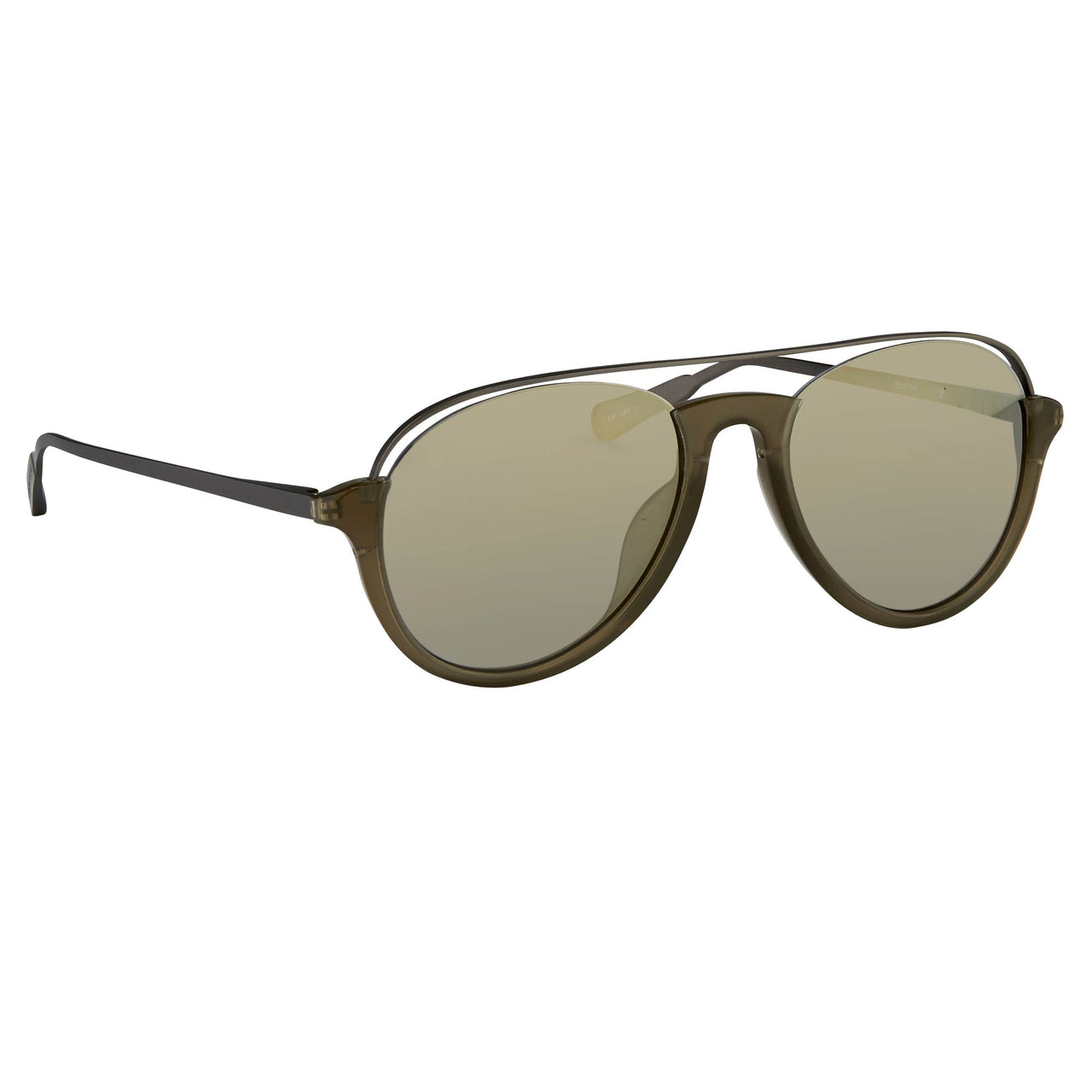 Kris Van Assche Sunglasses Unisex Titanium Khaki Matte Grey and Gold Mirror Lenses Category 3 - KVA84C6SUN - Watches & Crystals