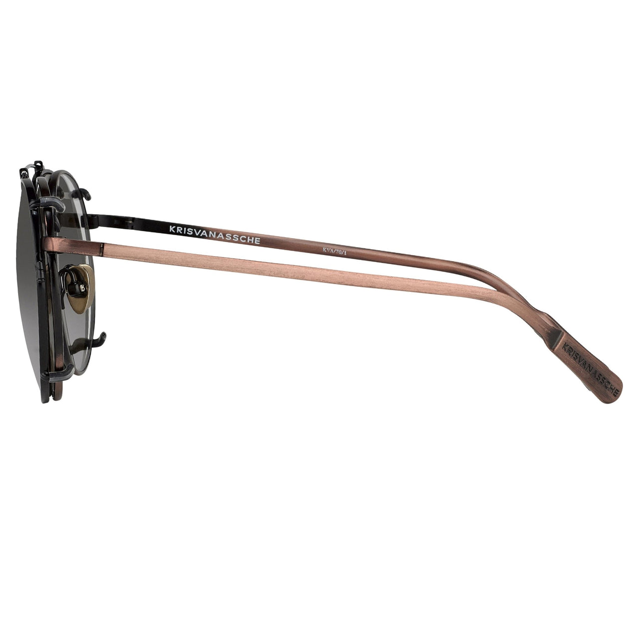 Kris Van Assche Sunglasses Unisex Titanium Oval Bronze Black Clip-On and Grey Lenses - KVA70C1SUN - Watches & Crystals