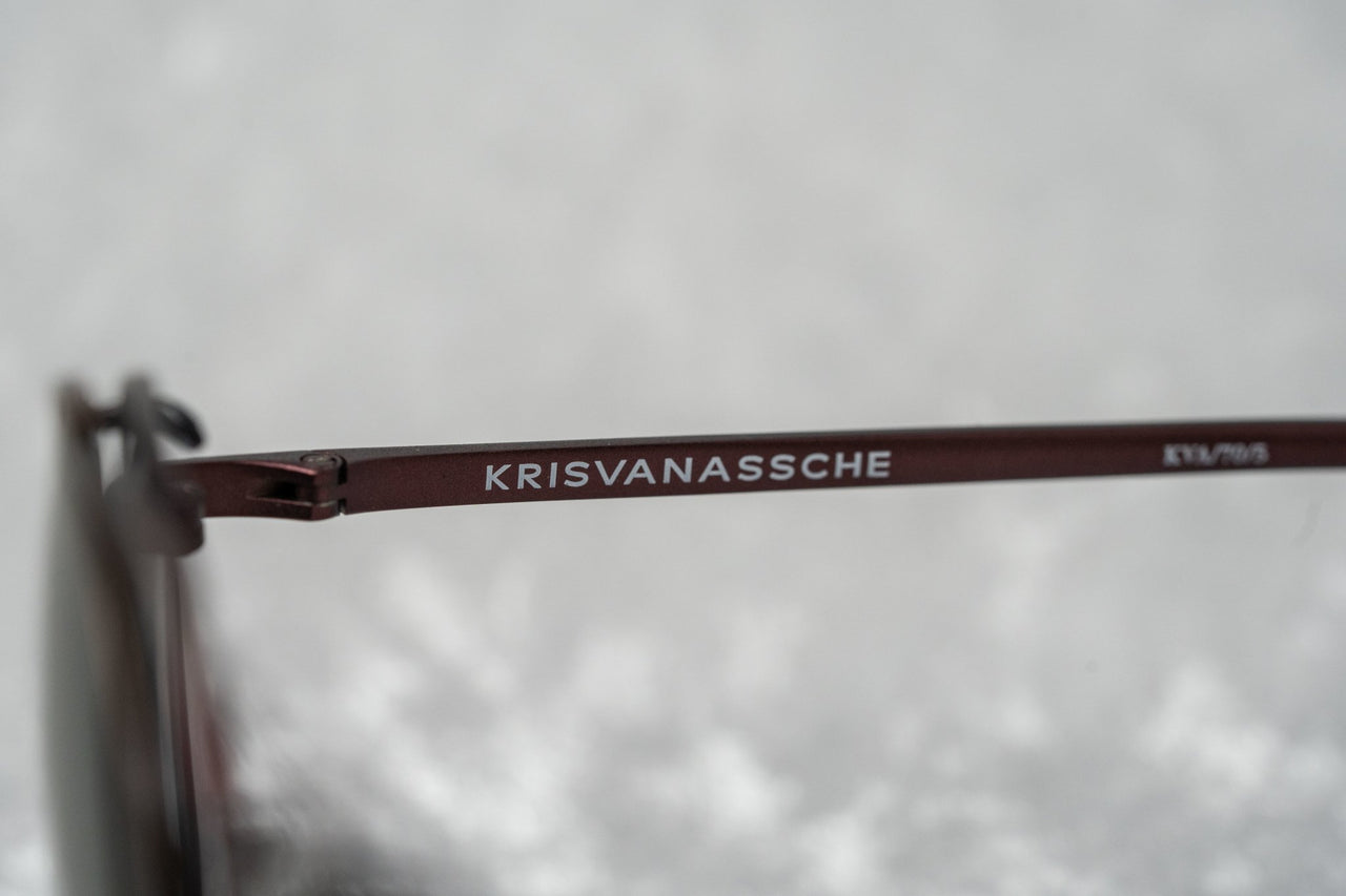 Kris Van Assche Sunglasses Unisex Titanium Oval Matte Burgundy Bronze Clip-On and Green Lenses Category 3- KVA70C5SUN - Watches & Crystals