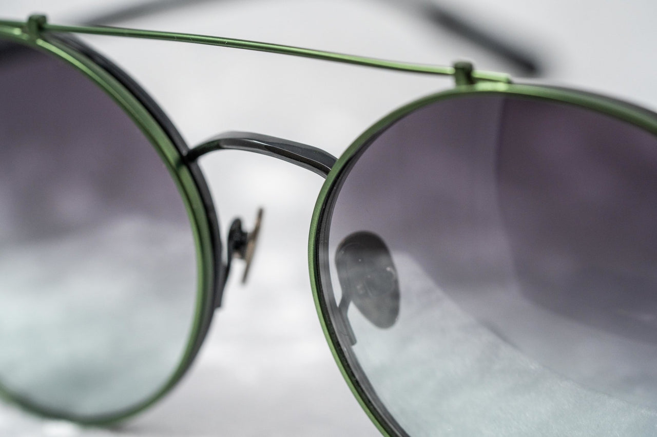 Kris Van Assche Sunglasses Unisex Titanium Oval Shiny Black Green Clip-On and Green Lenses - KVA70C4SUN - Watches & Crystals