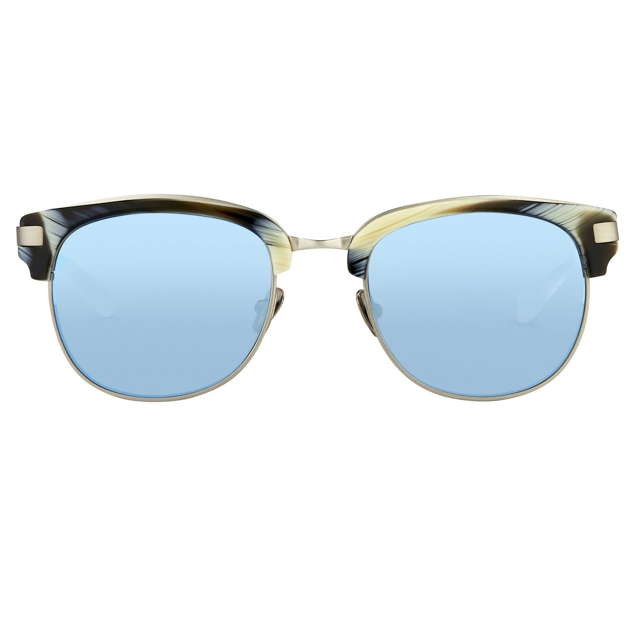Kris Van Assche Sunglasses with D-Frame Brown Horn Brushed Silver and Blue Mirror Lenses Category 3 - KVA76C4SUN - Watches & Crystals
