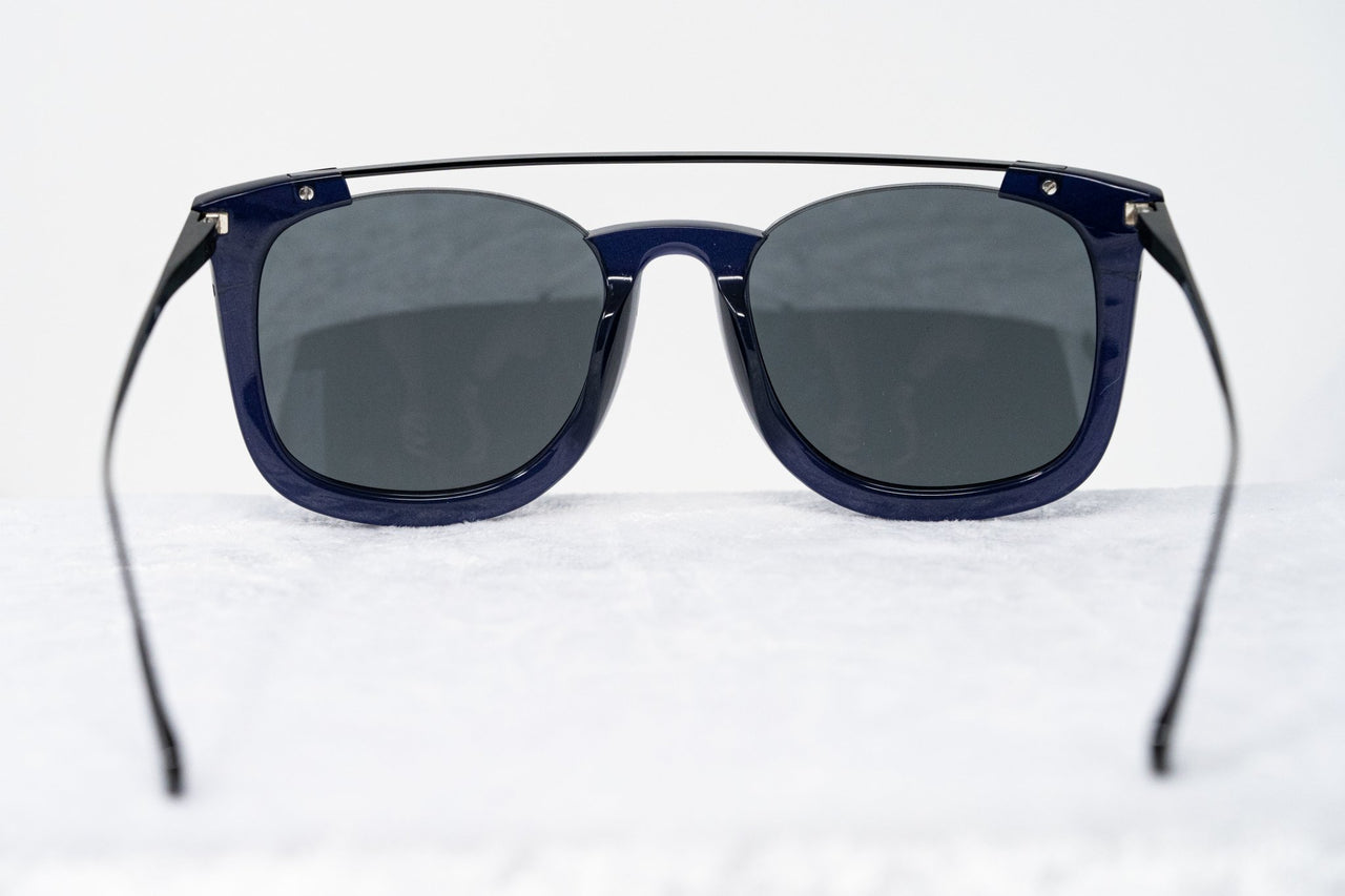 Kris Van Assche Sunglasses with Titanium D-Frame Navy Shiny Black and Blue Mirror Lenses Category 3 - KVA85C4SUN - Watches & Crystals
