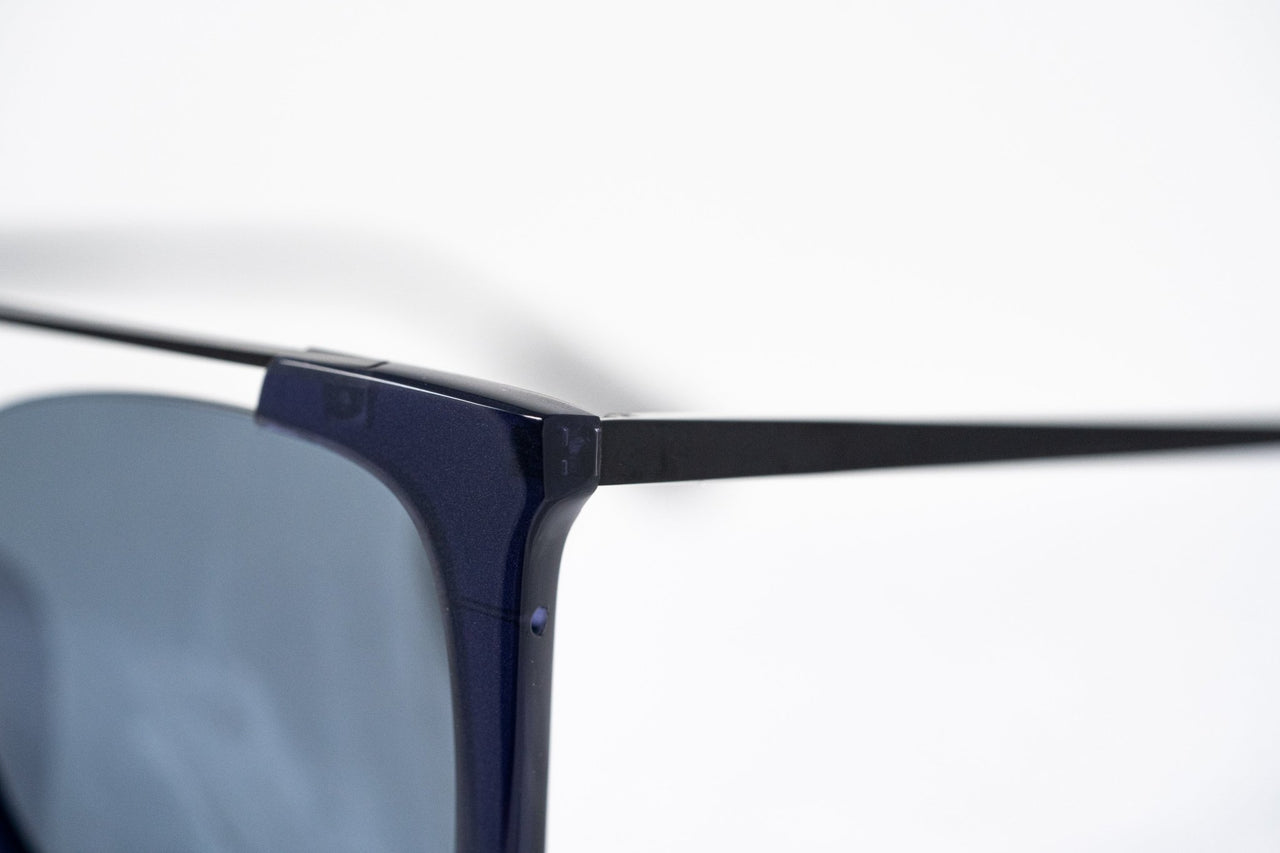 Kris Van Assche Sunglasses with Titanium D-Frame Navy Shiny Black and Blue Mirror Lenses Category 3 - KVA85C4SUN - Watches & Crystals