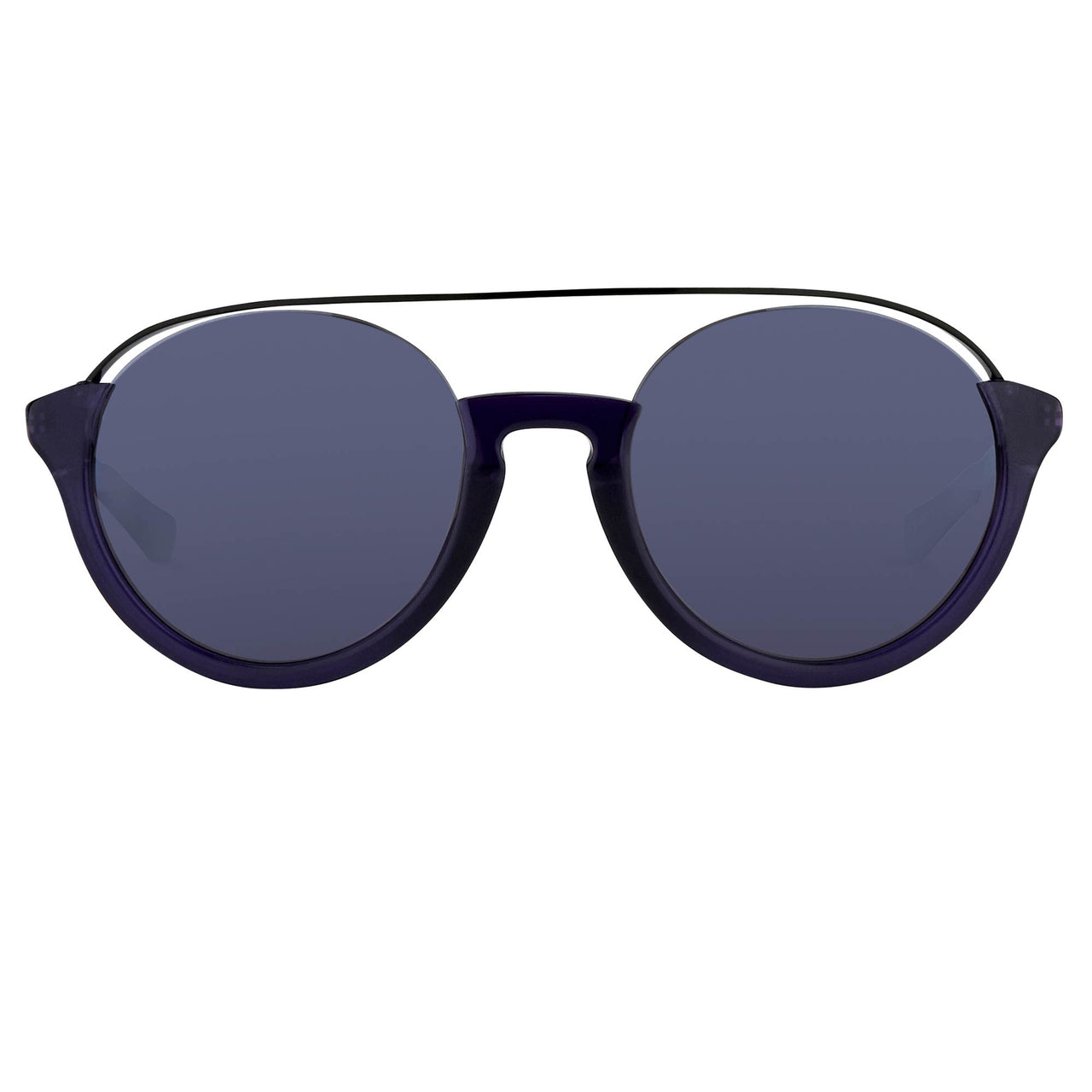 Kris Van Assche Unisex Sunglasses with Titanium Double Bridge Oval Navy Black and Blue Mirror Lenses Category 3 - KVA83C4SUN - Watches & Crystals
