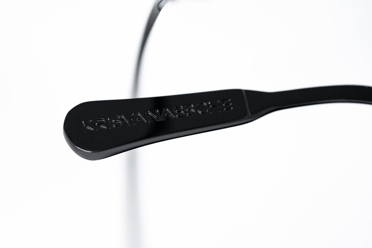 Kris Van Assche Unisex Sunglasses with Titanium Double Bridge Oval Navy Black and Blue Mirror Lenses Category 3 - KVA83C4SUN - Watches & Crystals