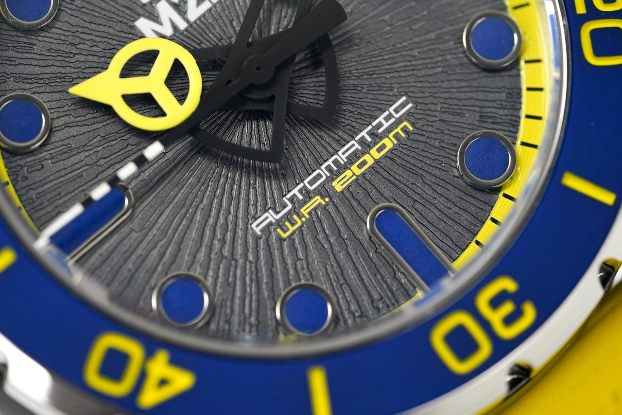 M2Z Men's Watch Diver 200 Yellow IP Black 200-006 - Watches & Crystals