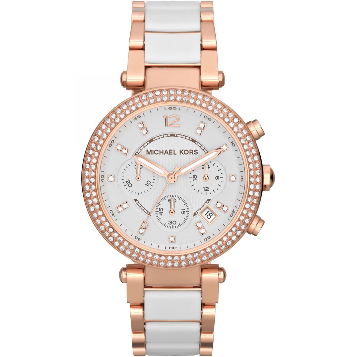 Michael Kors 38mm Rose and White Parker Chronograph Watch MK5774 - Watches & Crystals