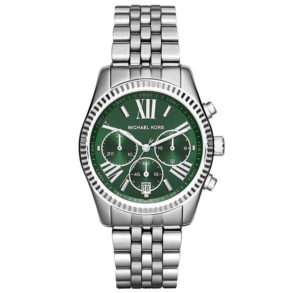 Michael Kors Ladies Chronograph Watch Lexington Silver Green MK6222 - Watches & Crystals