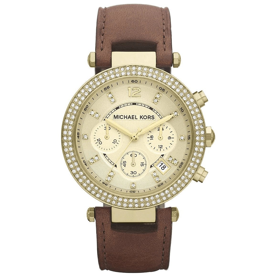 Michael kors brown leather watch band Clearance