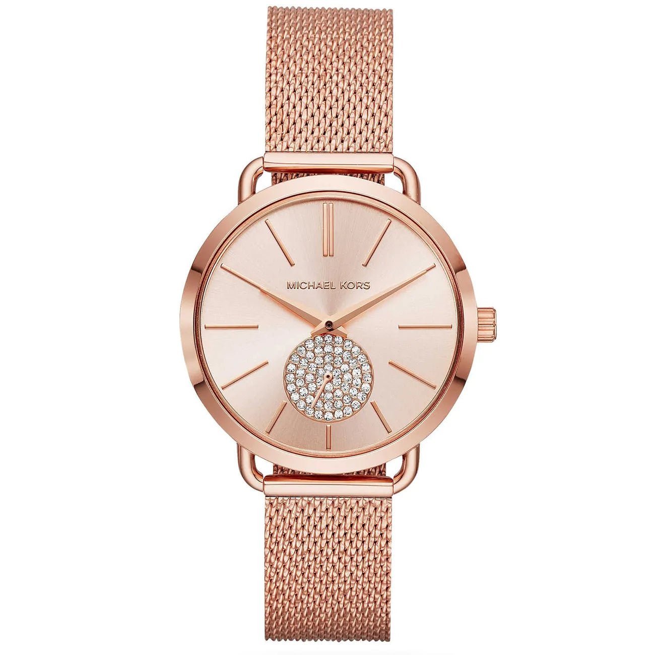 Michael Kors Ladies Watch Portia Rose Gold Crystal MK3845 - Watches & Crystals