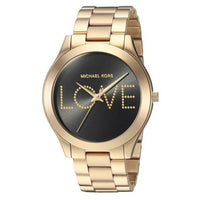 Thumbnail for Michael Kors Ladies Watch Slim Runway 'LOVE' Gold MK3803 - Watches & Crystals