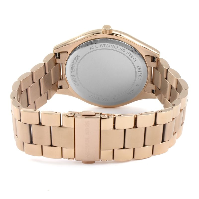 Michael Kors Ladies Watch Slim Runway Rose Gold Motif MK3336 - Watches & Crystals