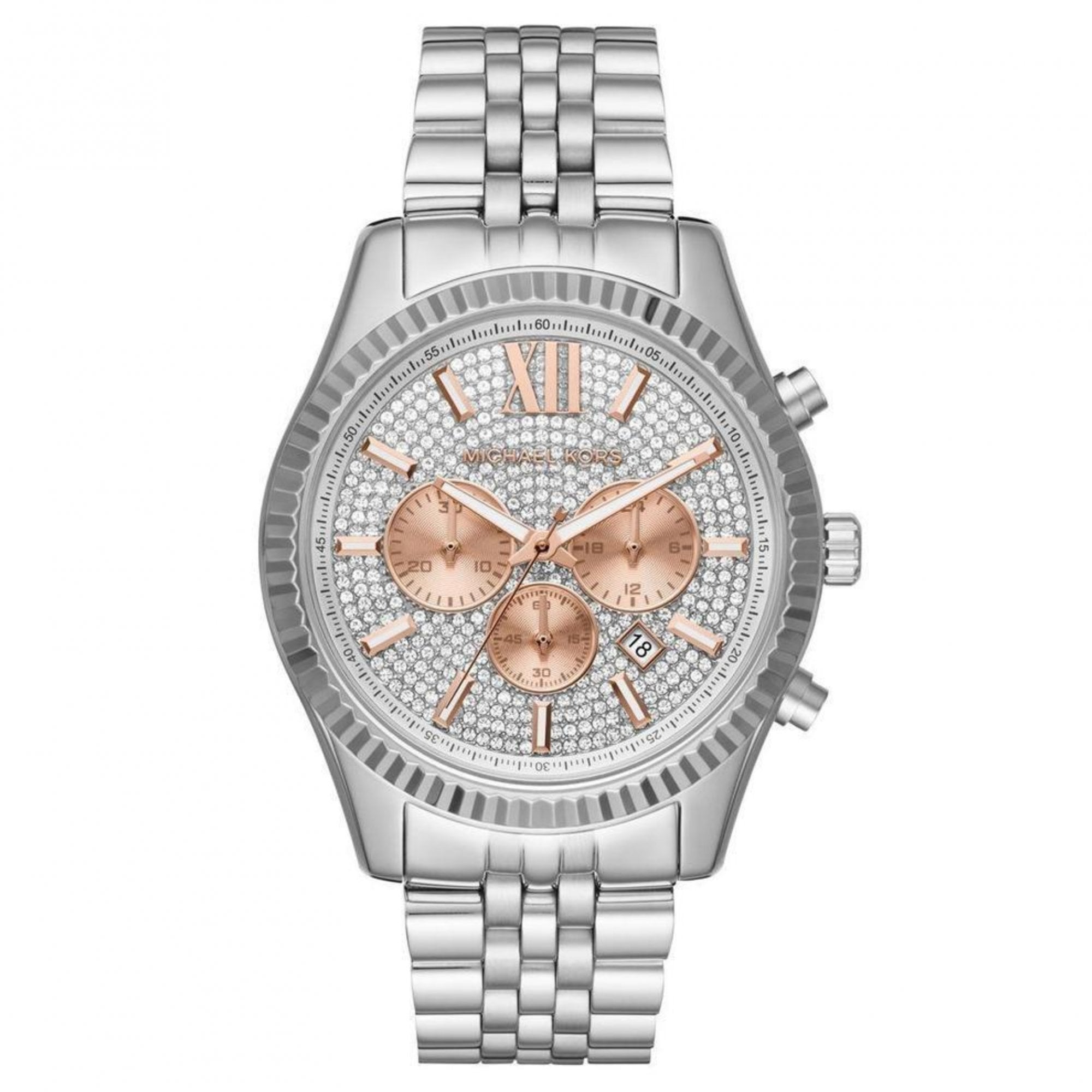Michael Kors Watch Lexington Chronograph Rose And Silver MK8515 - Watches & Crystals