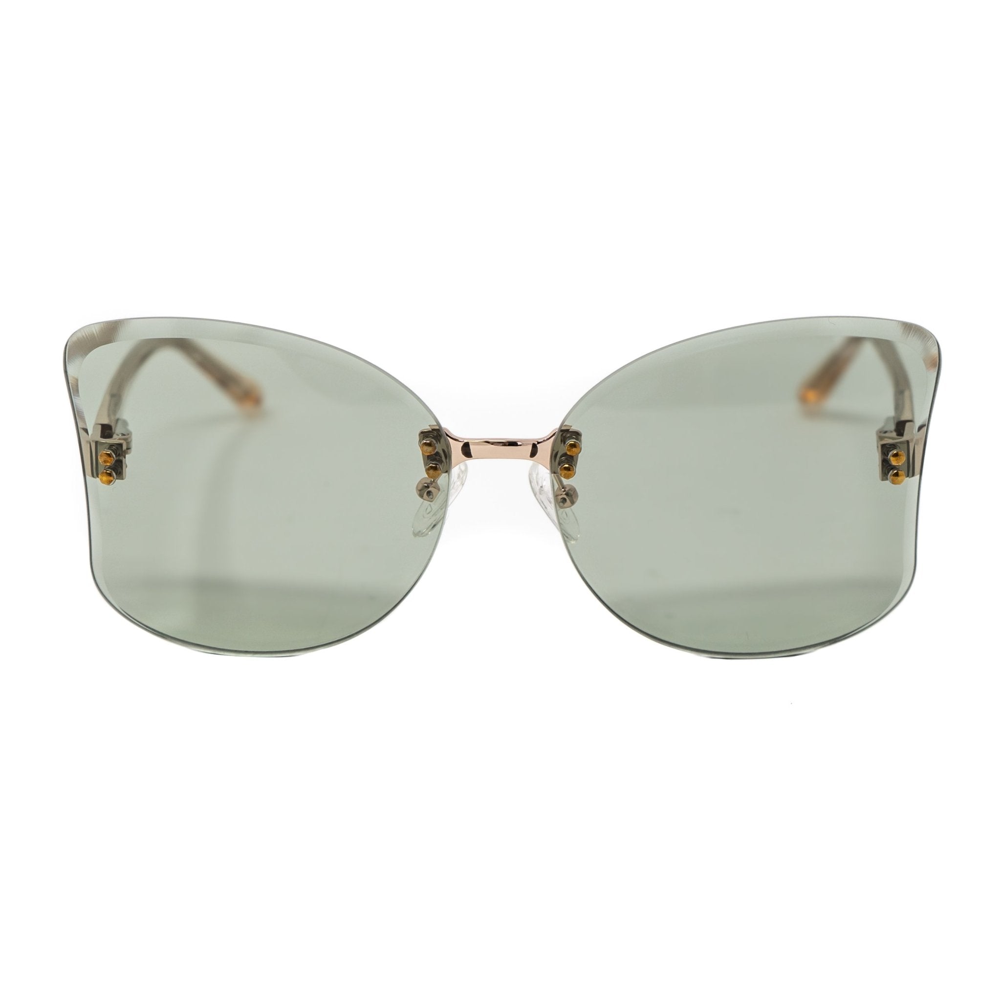 NO 21 Sunglasses Women's Oversized Clear and Light Gold with CAT1 Green Lenses - N21S13C3SUN - Watches & Crystals