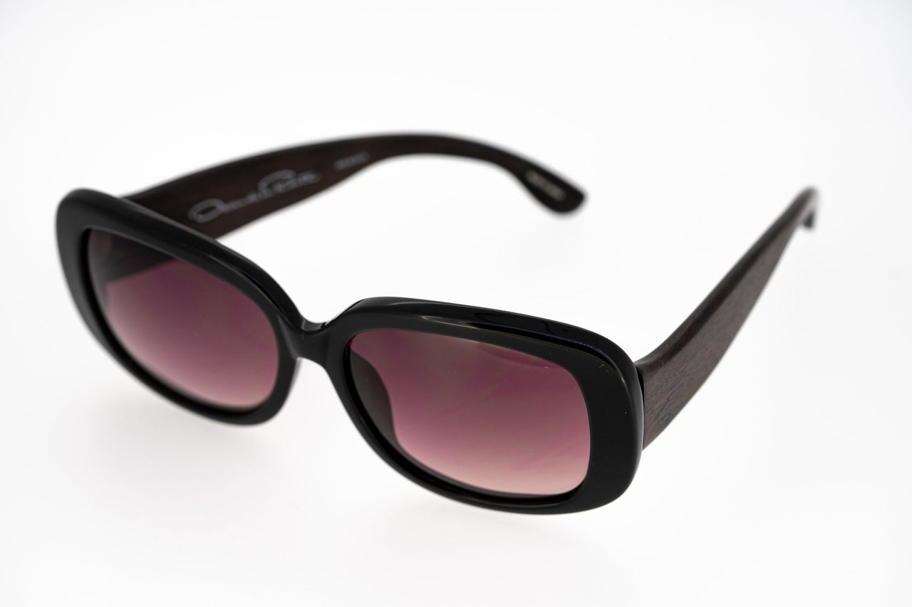 Oscar De La Renta Sunglasses Oversized Frame Black Wood and Burgundy Graduated Lenses ODLR25C1SUN - Watches & Crystals
