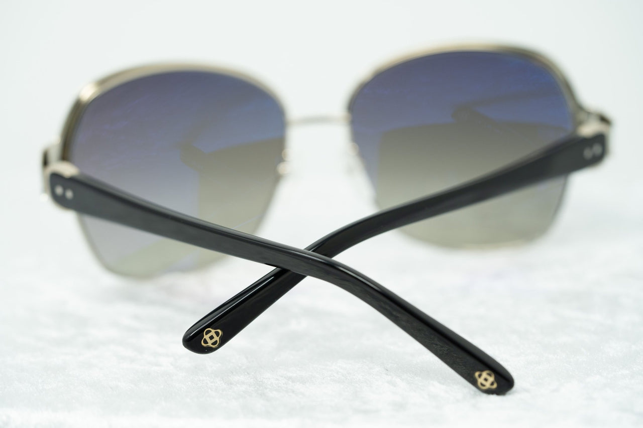 Oscar De La Renta Sunglasses Oversized Frame Light Gold Aquamarine Enamel and Grey Lenses - ODLR50C1SUN - Watches & Crystals